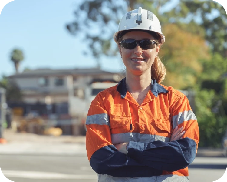 Gas industry worker in high-visibility workwear